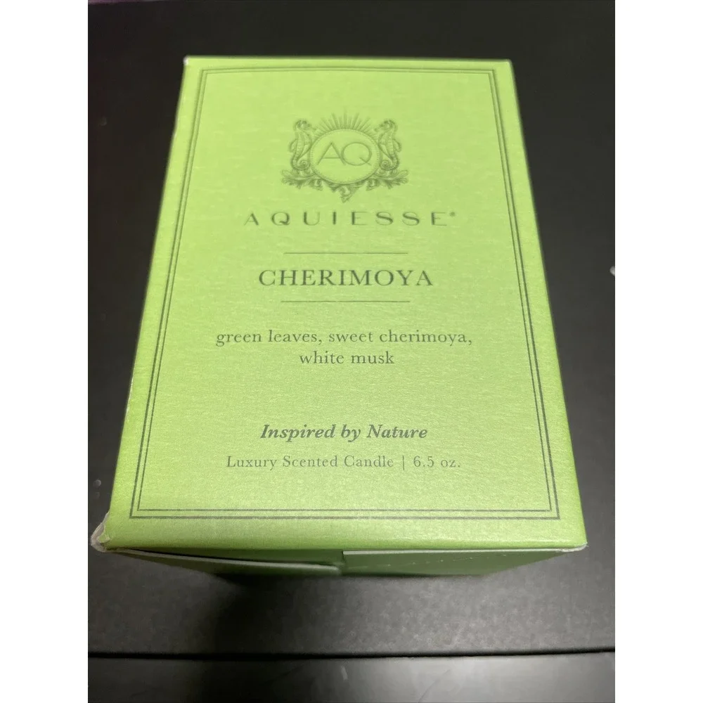 Aquiesse Luxury Scented Candle CHERIMOYA 6.5 oz green leaves/white musk NEW‎